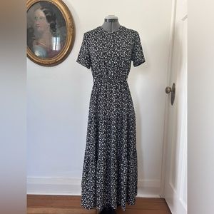 Ditsy Floral Dress Full Length with Button Blouse Size M